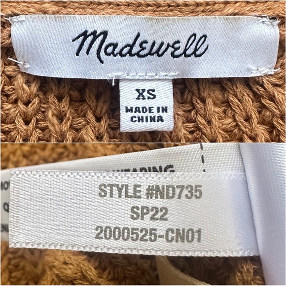 Madewell Greywood Crop Cardigan Sweater Button Front 100% Cotton Toffee Sz XS - Picture 7 of 11